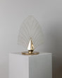 Vintage Murano Glass Table Lamp, Leaf-Shaped, Gold, Frosted White