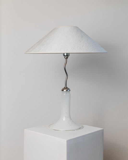 Vintage Murano Glas Tischlampe transparent hell Murano Metall Seide