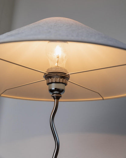 Vintage Murano Glas Tischlampe Zig Zag Metall Seide Textur Italien 1980er