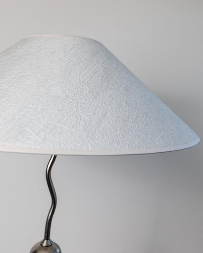 Vintage Murano Glas Tischlampe Zig Zag Metall Seide Textur Italien 1980er