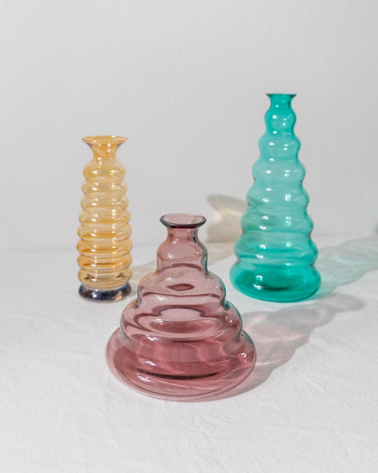 Vintage Vase Murano von Enrico Coveri, türkis, wellige Blasenform