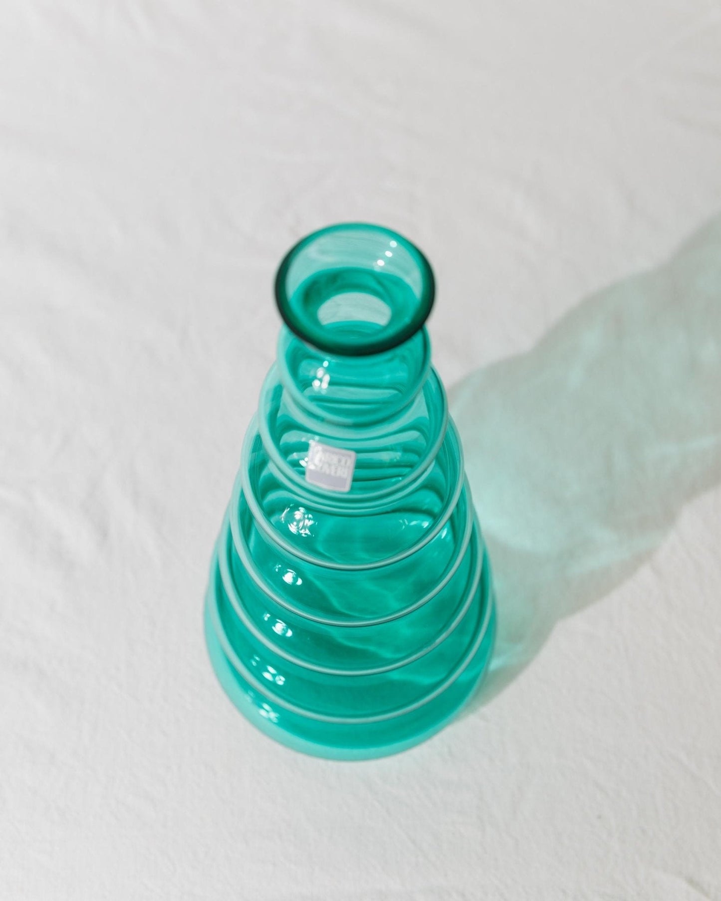 Vintage Vase Murano von Enrico Coveri, türkis, wellige Blasenform