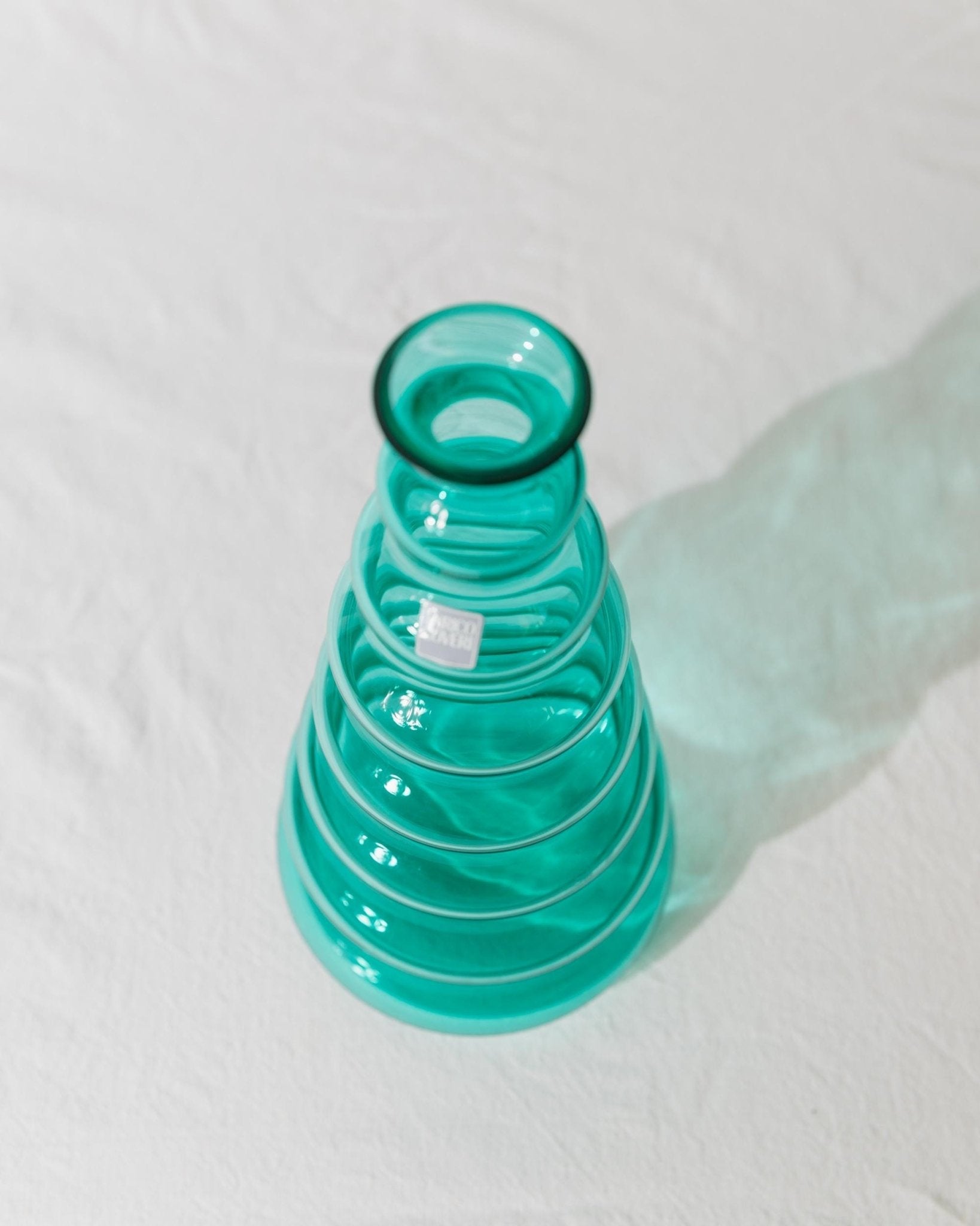 Vintage Vase Murano von Enrico Coveri, türkis, wellige Blasenform