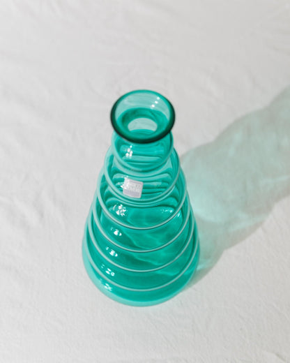 Vintage Vase Murano von Enrico Coveri, türkis, wellige Blasenform