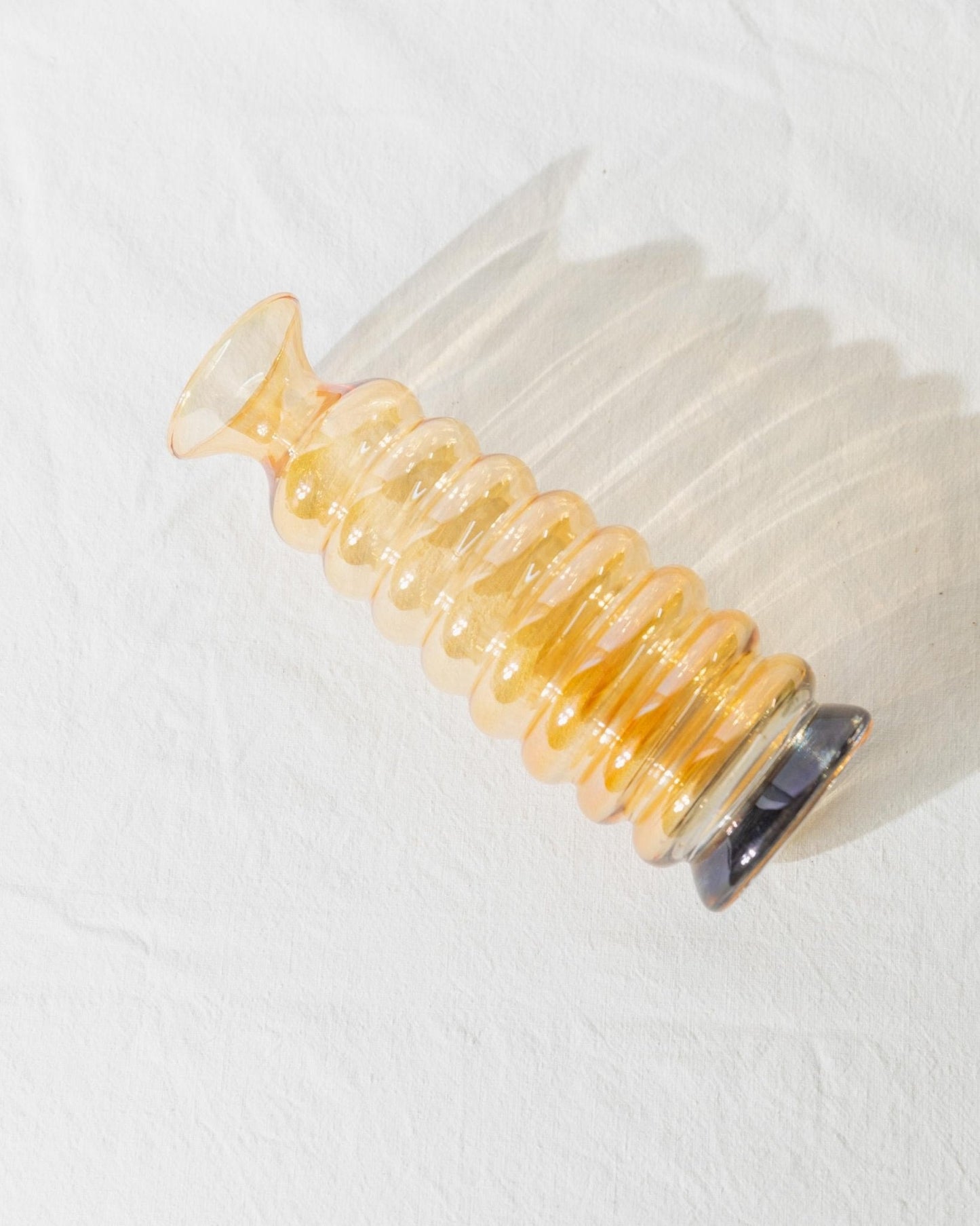 Vintage Vase aus Murano-Glas gelb-blau irisierend wavy bubble von Murano