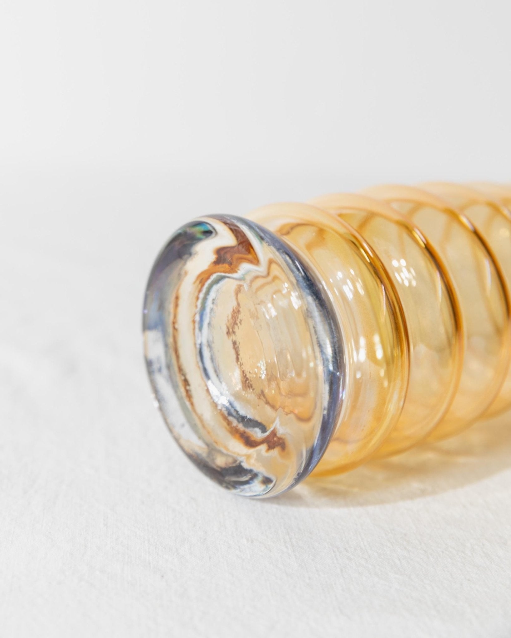 Vintage Vase aus Murano-Glas gelb-blau irisierend wavy bubble von Murano