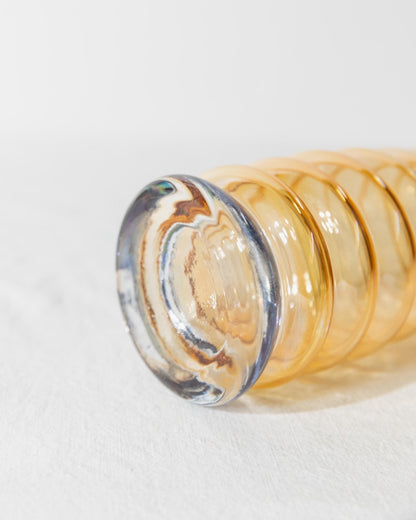 Vintage Vase aus Murano-Glas gelb-blau irisierend wavy bubble von Murano