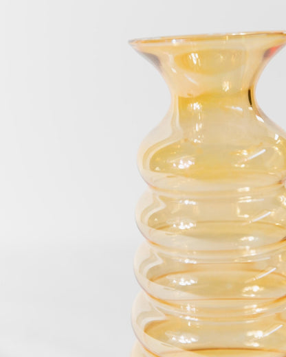 Vintage Vase aus Murano-Glas gelb-blau irisierend wavy bubble von Murano