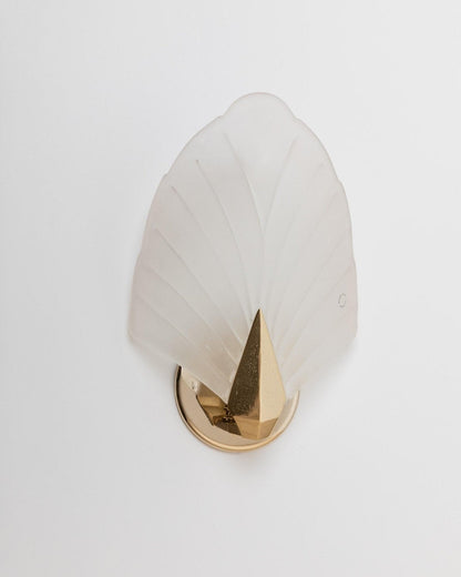 Applique murale vintage en verre de Murano en forme de coquillage en métal doré, Italie, années 1970