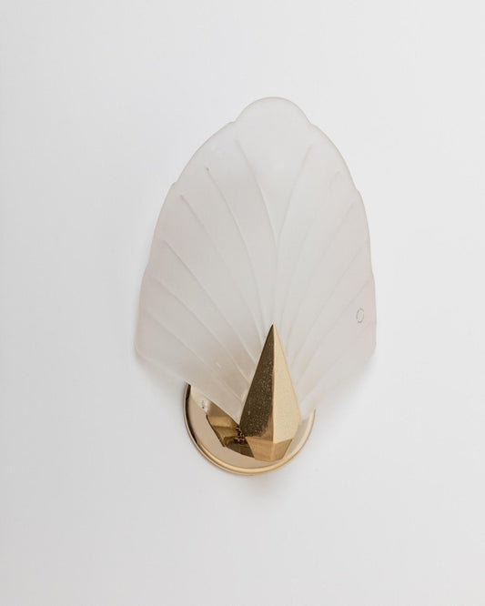 Vintage Wandlampe Shell aus Murano Glas für Murano, Gold transparent weiß