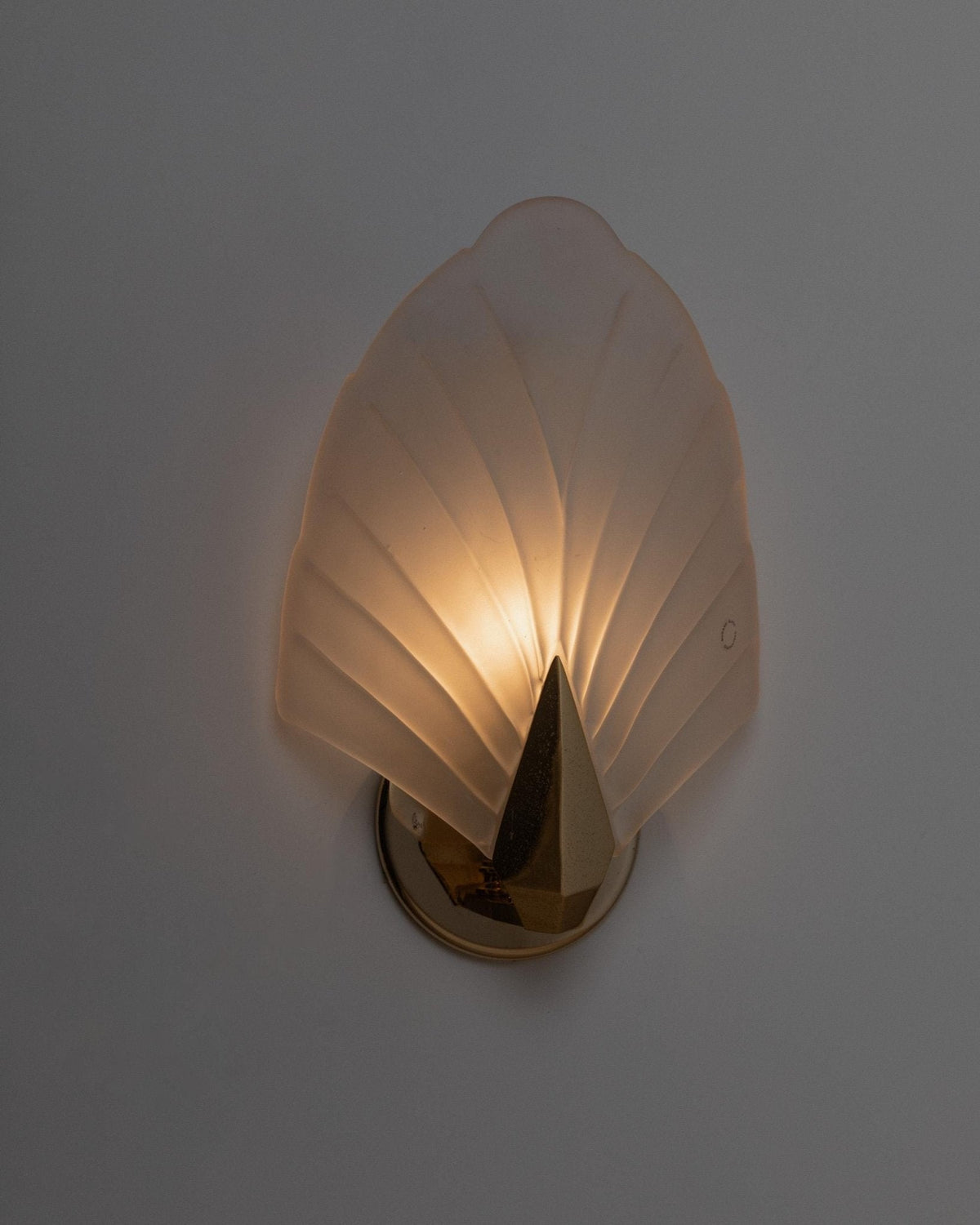 Vintage Wandlampe Shell aus Murano Glas für Murano, Gold transparent weiß
