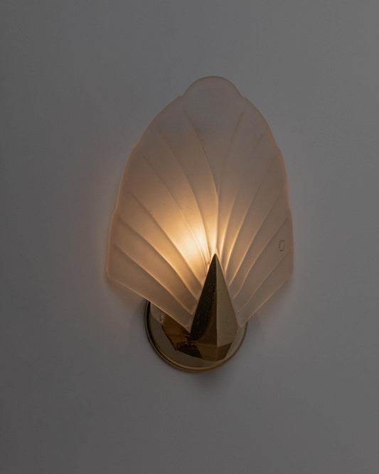 Vintage Wandlampe Shell aus Murano Glas für Murano, Gold transparent weiß