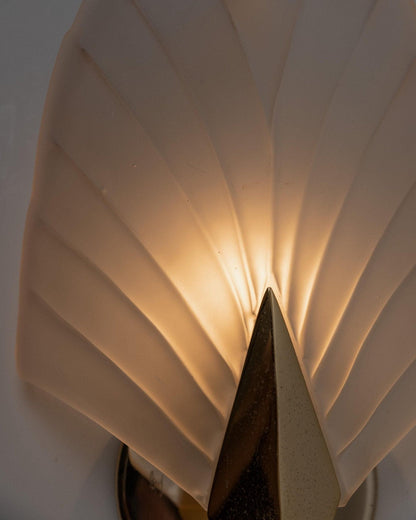 Applique murale vintage en verre de Murano en forme de coquillage en métal doré, Italie, années 1970