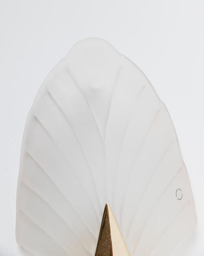 Applique murale vintage en verre de Murano en forme de coquillage en métal doré, Italie, années 1970