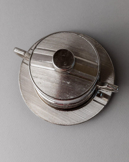 Vintage porcelain bowl with lid silver-plated Monopoli Italy 50s