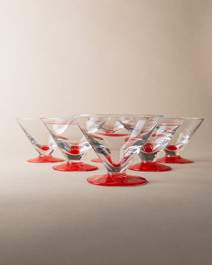 Vintage Drinking Glass Postmodern Memphis Style Italy 1980s Retro Set of 6