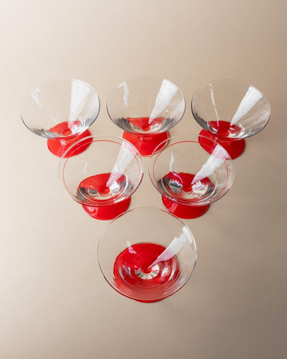 Vintage Drinking Glass Postmodern Memphis Style Italy 1980s Retro Set of 6