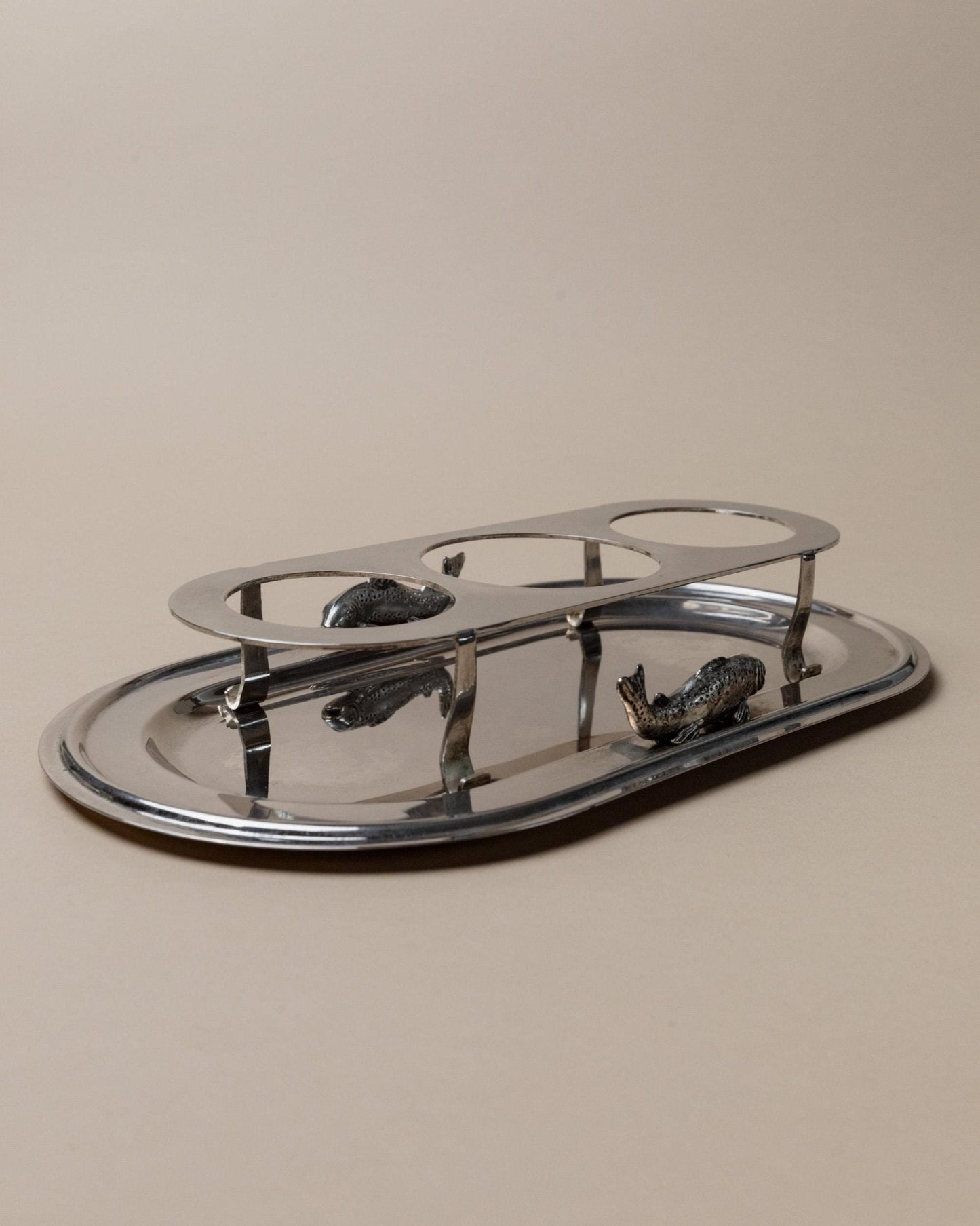 Vintage Set von 6 Silber Shotglas, Eishalter, Tablett, Halter, Italien 70er, Geschenk, Tischdeko