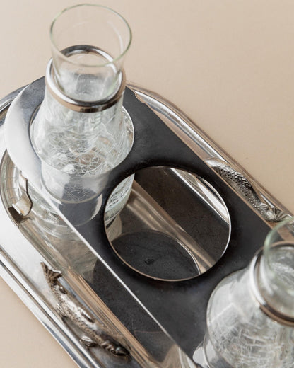 Service vintage argenté pour shots ou caviar Italie années 70 décoration de table