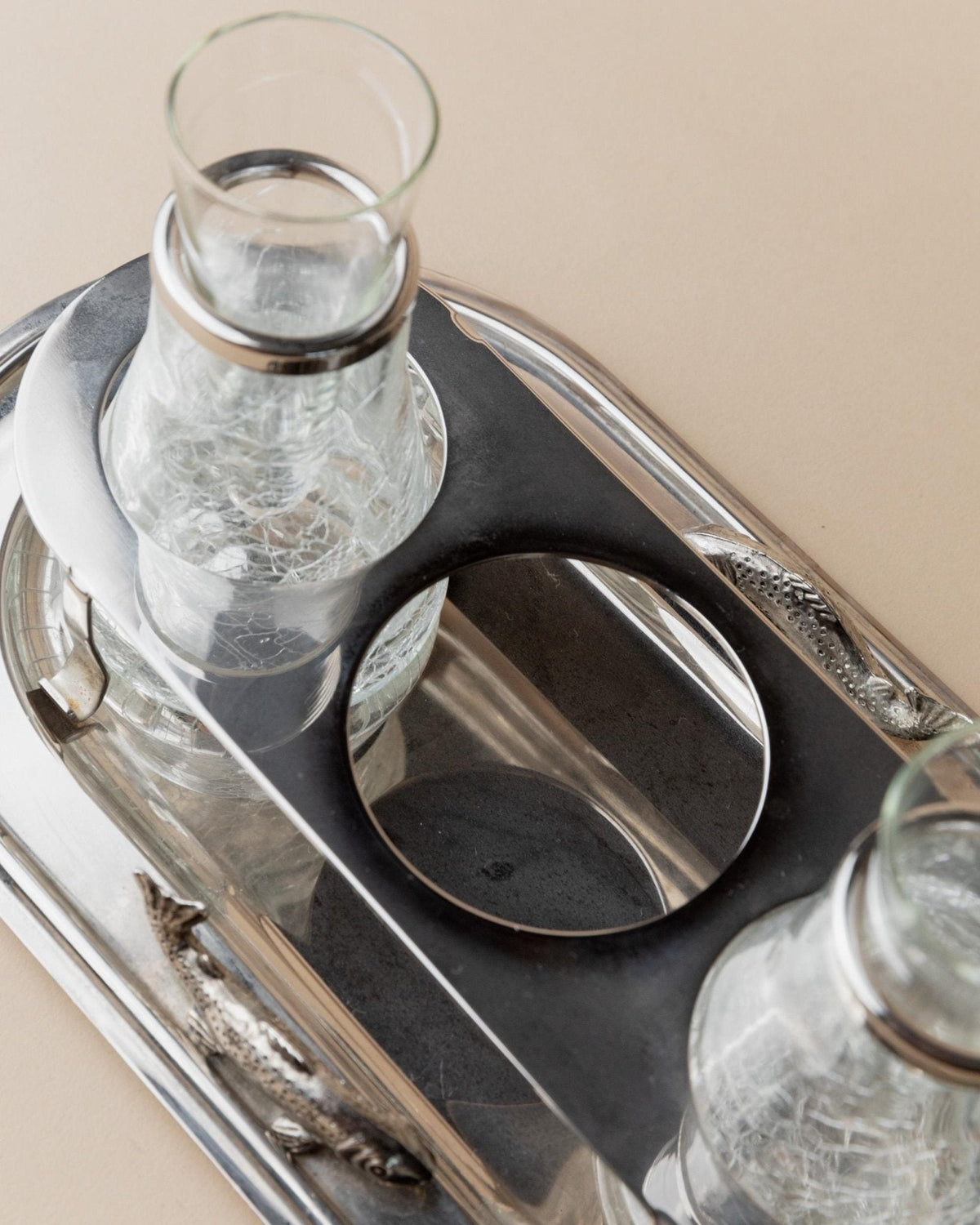 Vintage Set von 6 Silber Shotglas, Eishalter, Tablett, Halter, Italien 70er, Geschenk, Tischdeko