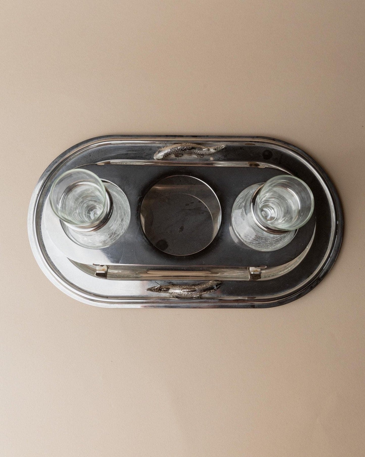 Service vintage argenté pour shots ou caviar Italie années 70 décoration de table