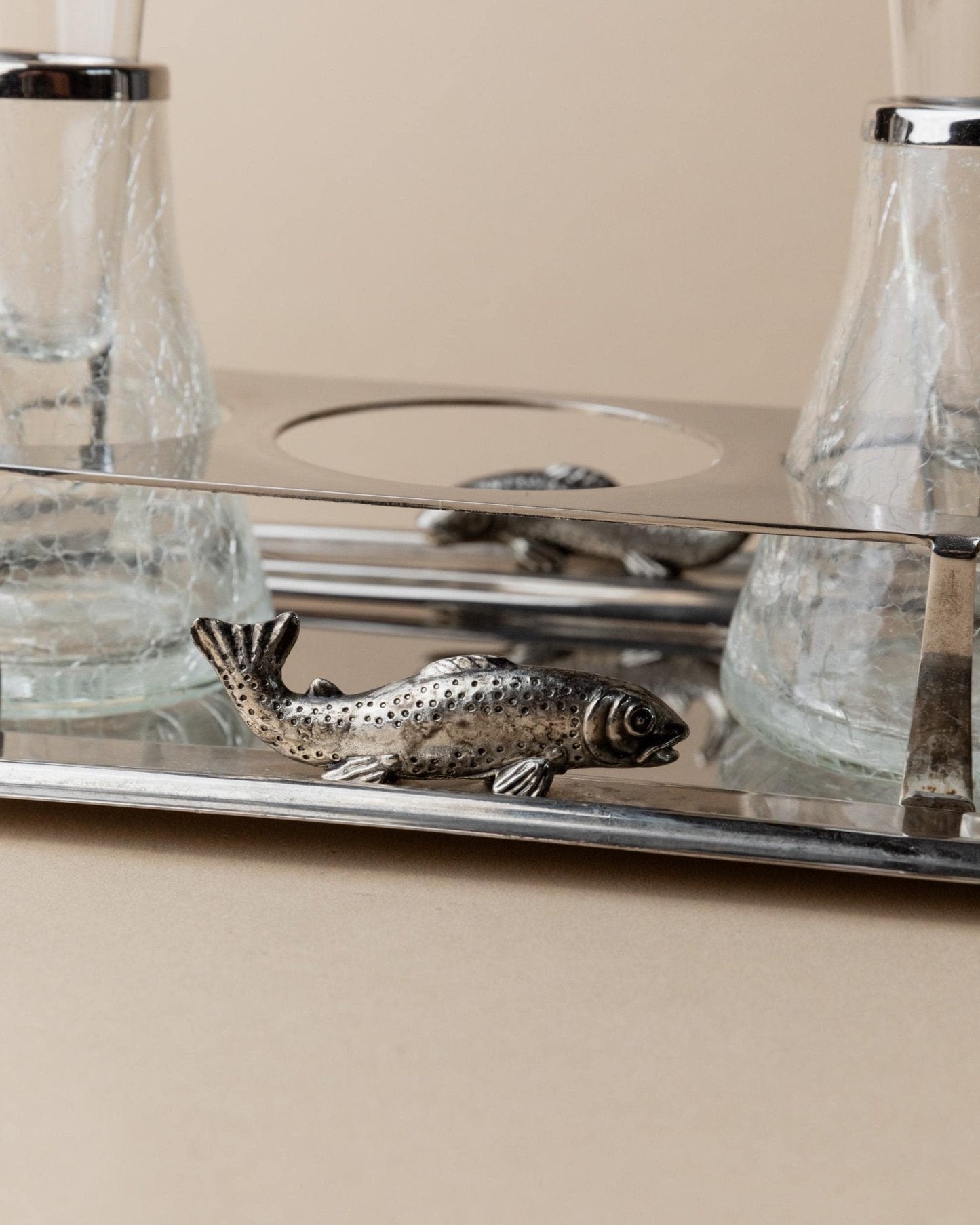 Service vintage argenté pour shots ou caviar Italie années 70 décoration de table