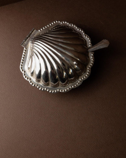 Sucrier vintage en forme de coquillage avec cuillère Italie années 1960 décoration de table élégante