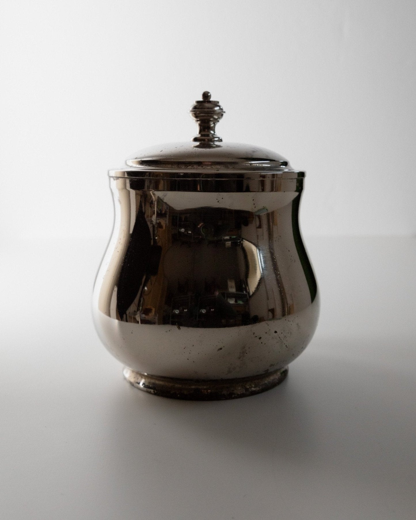 Vintage Eiseimer versilbert mit Deckel und Glaseinsatz, Italien 60er, Tischdeko, Geschenk