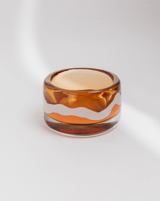 Vintage Glasschale von Jaroslav Svoboda für Skrdlovice Glass, orange, 1970er