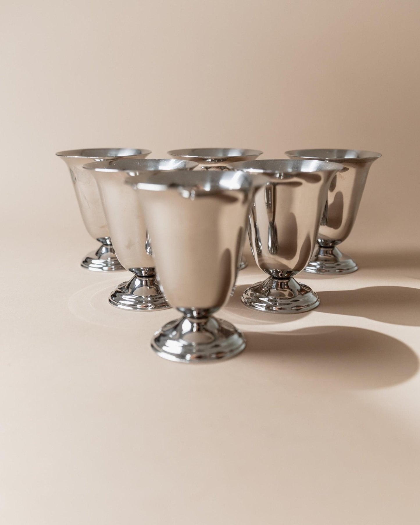 Vintage Becher Set von 6 aus Edelstahl