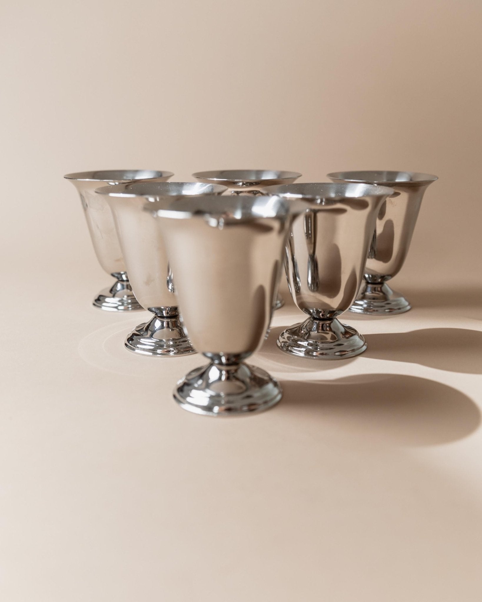 Vintage Becher Set von 6 aus Edelstahl