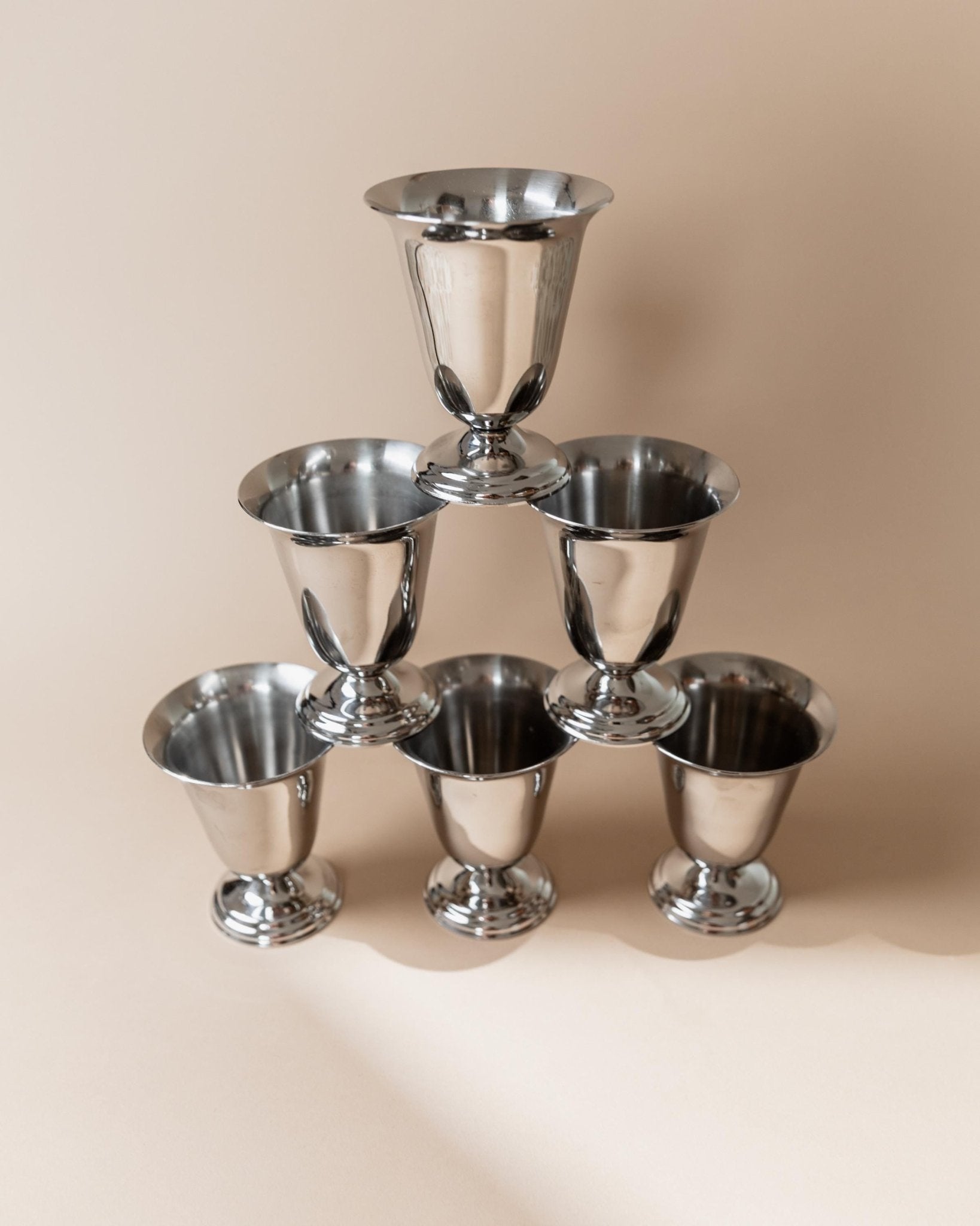 Vintage Becher Set von 6 aus Edelstahl