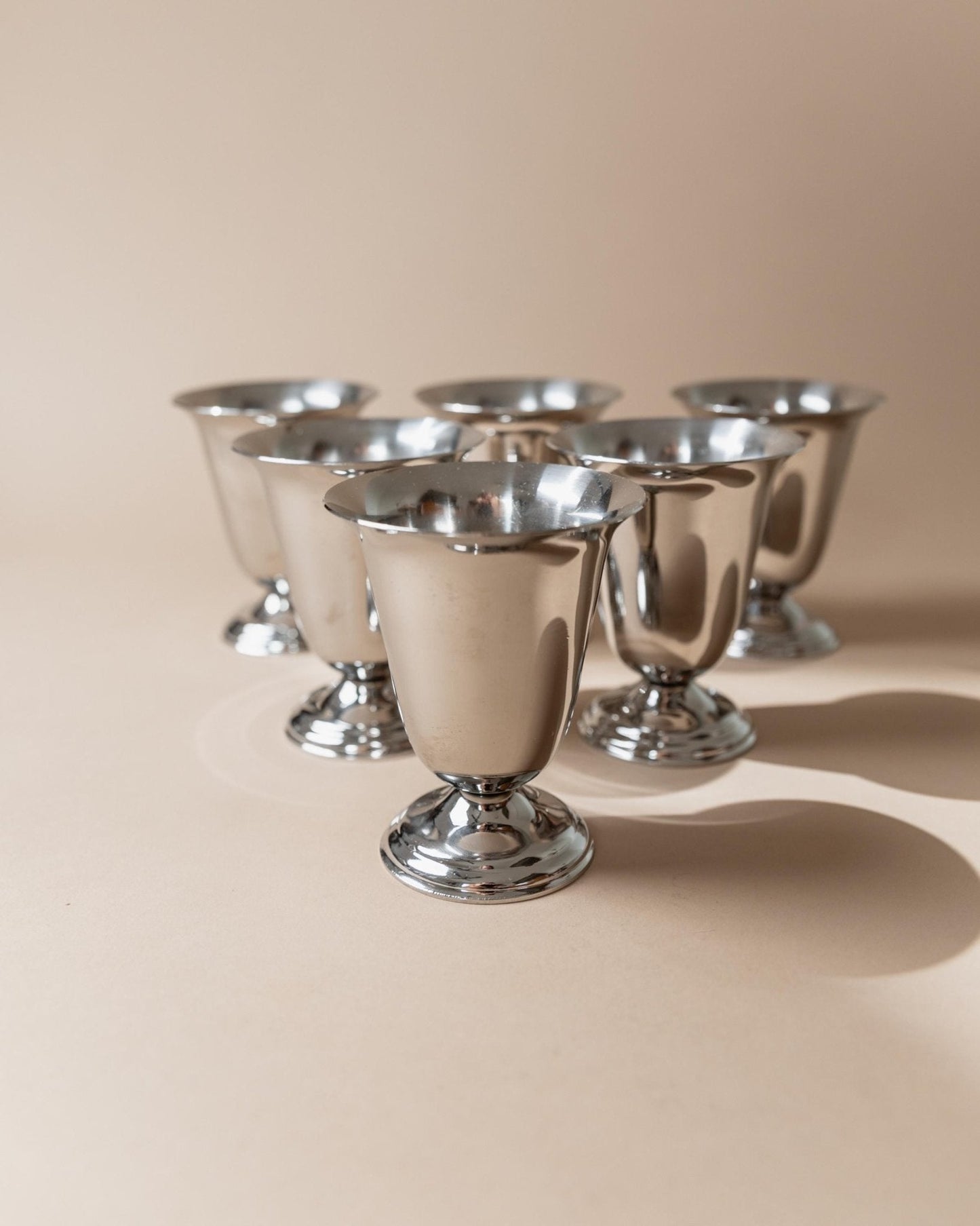 Vintage Becher Set von 6 aus Edelstahl