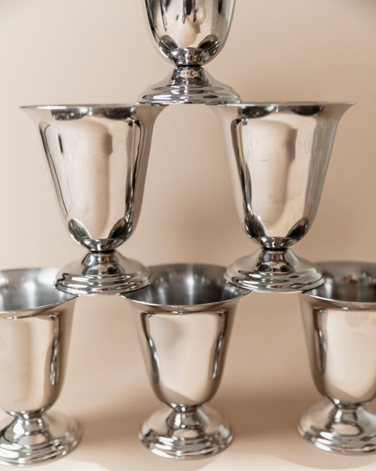 Vintage Becher Set von 6 aus Edelstahl