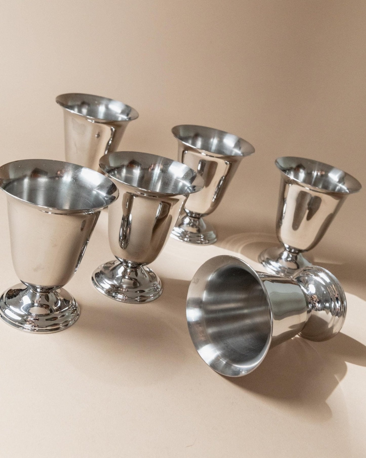 Vintage Becher Set von 6 aus Edelstahl
