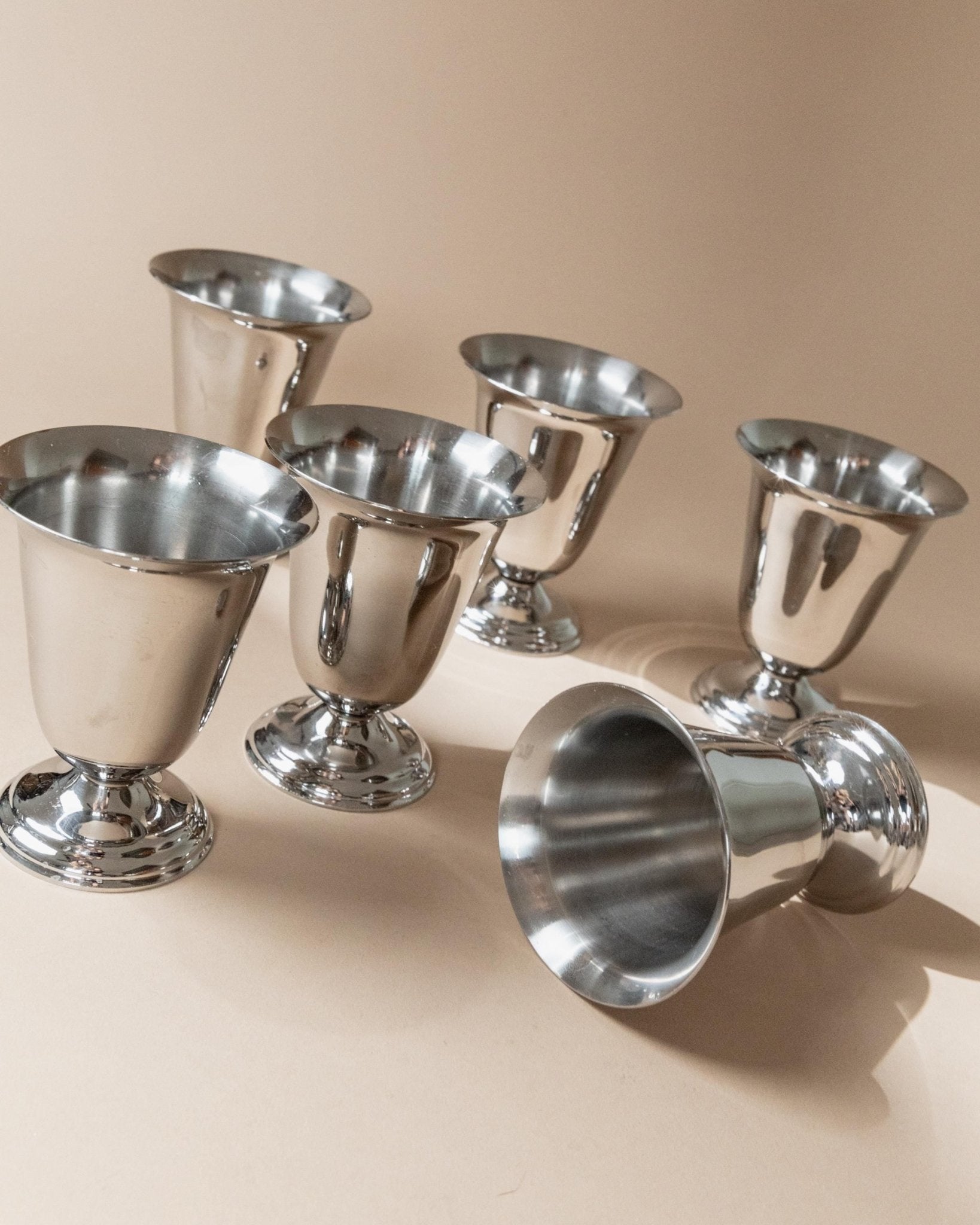 Vintage Becher Set von 6 aus Edelstahl