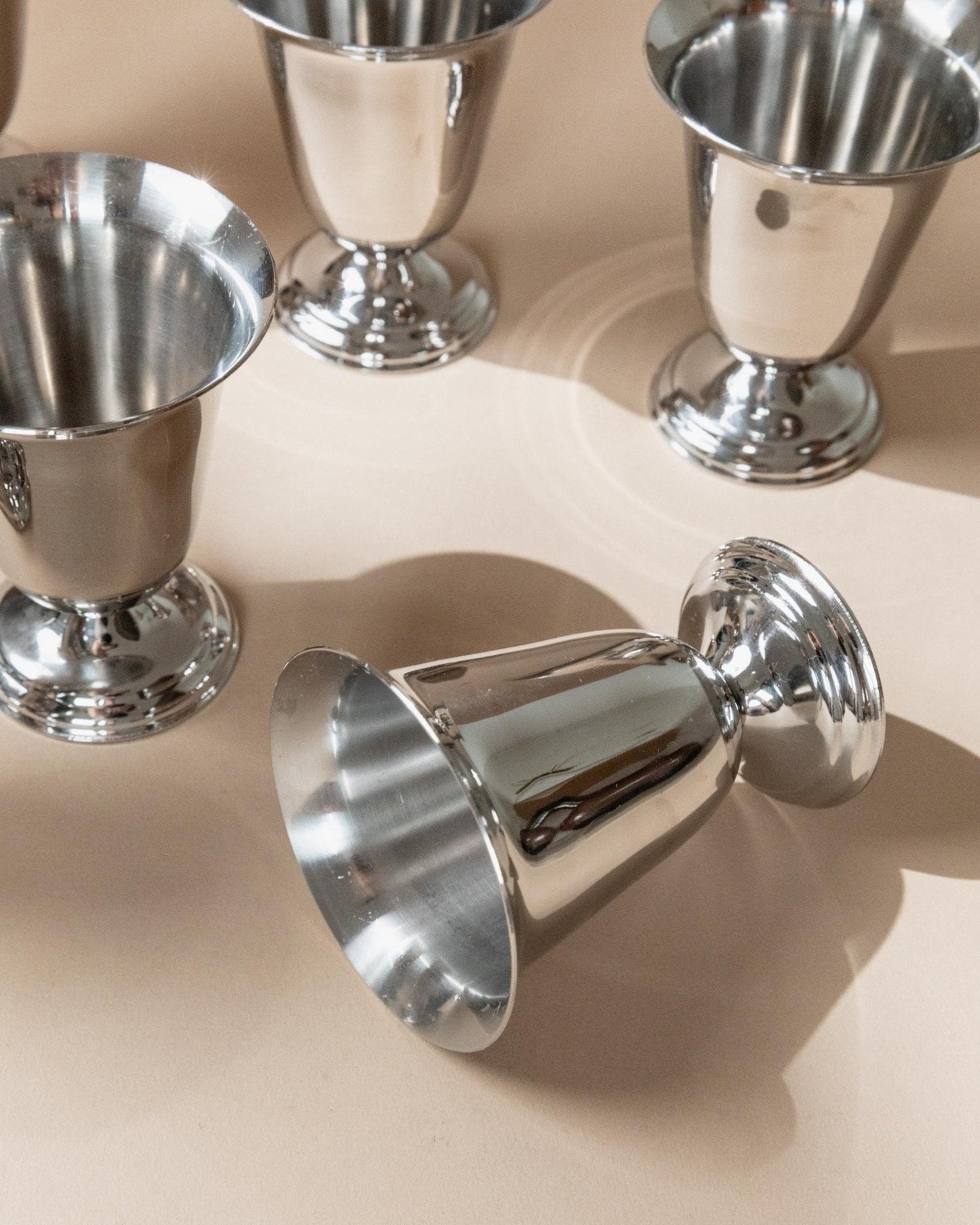 Vintage Becher Set von 6 aus Edelstahl