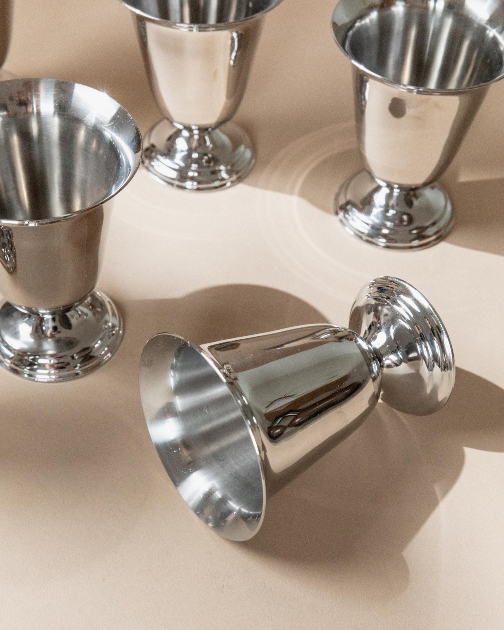 Vintage Becher Set von 6 aus Edelstahl