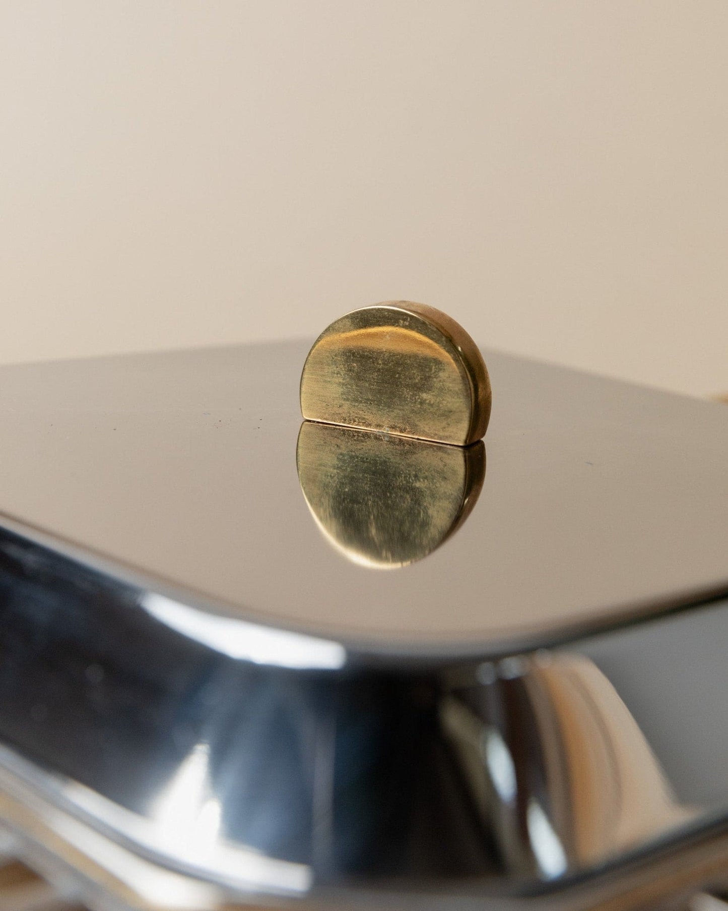 Vintage tray stainless steel by Inoxpran Orchidea gold rim design Italy 80s