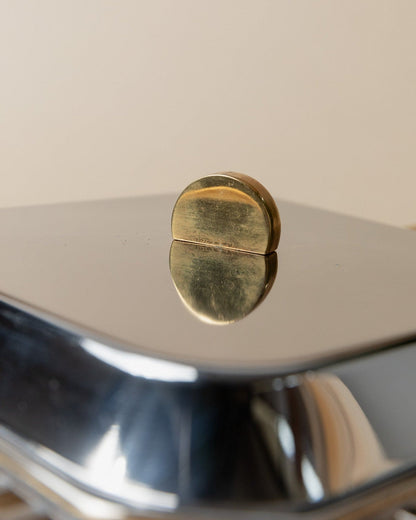 Vintage tray stainless steel by Inoxpran Orchidea gold rim design Italy 80s