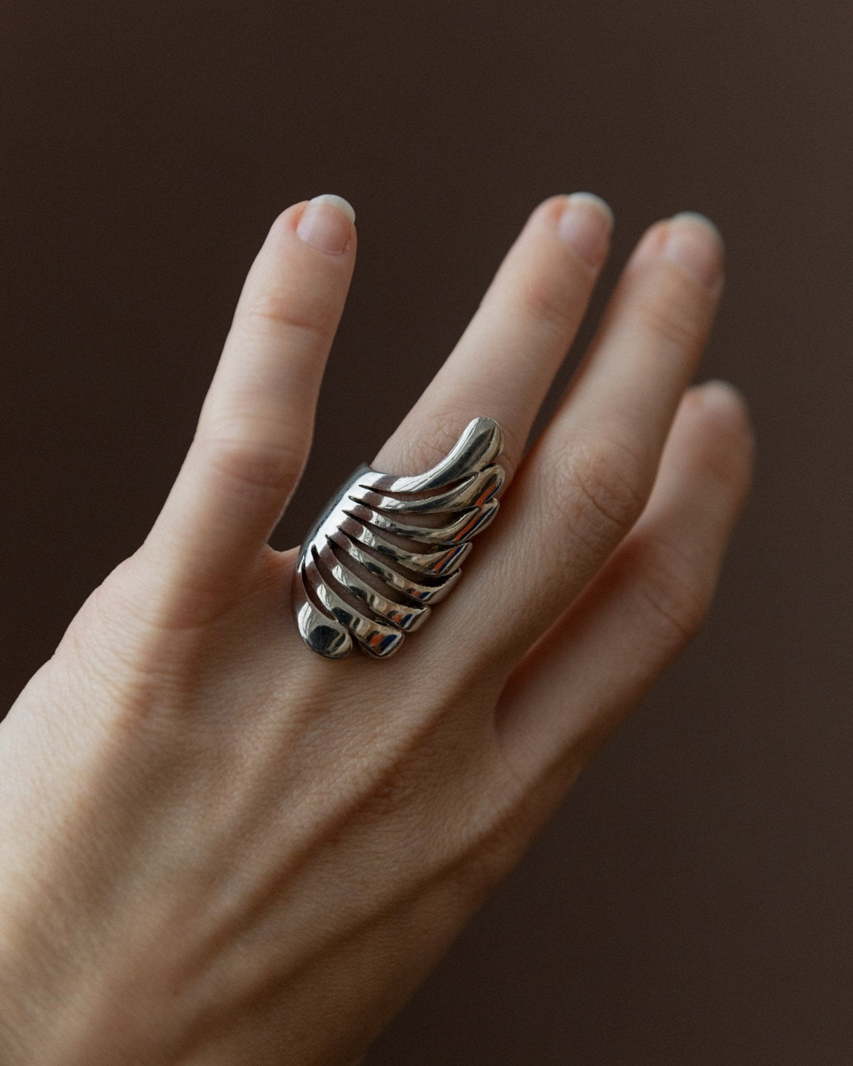 Vintage Statement-Ring Flügel Sterlingsilber Italien 1970er retro Schmuckstück