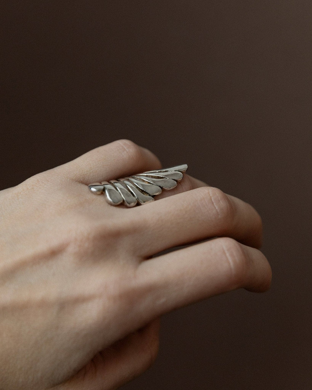 Vintage Statement-Ring Flügel Sterlingsilber Italien 1970er retro Schmuckstück