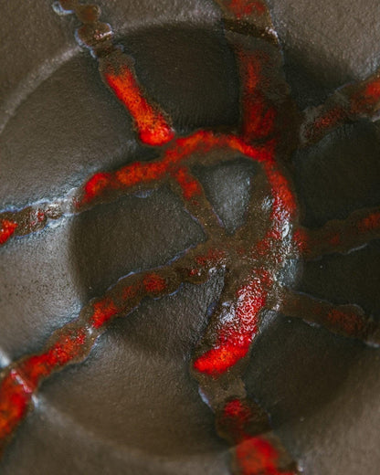 Vintage Keramikschale von TK, Italien, 1970er, einzigartig, braun mit roten Akzenten