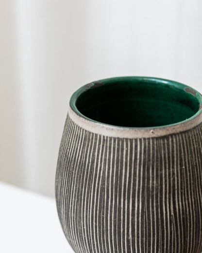 Vase vintage en céramique d'atelier des années 1970 - Gris et beige - Danemark du milieu du siècle