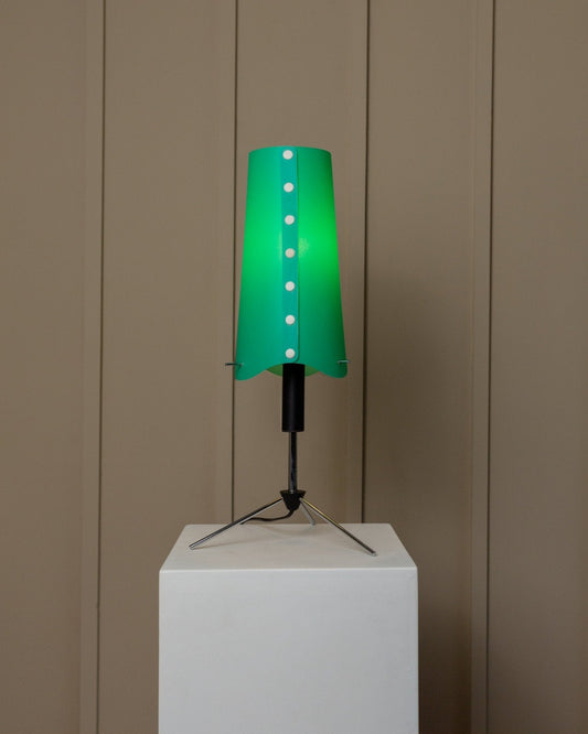 Vintage Tischlampe höhenverstellbar schwarz chrom grün weiß blau