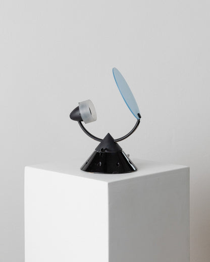 Vintage Tischlampe Sestante von Lamperti für Memphis Design Italy blau schwarz
