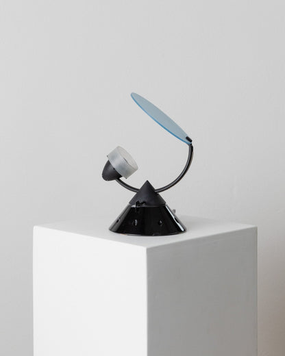 Vintage Tischlampe Sestante von Lamperti für Memphis Design Italy blau schwarz