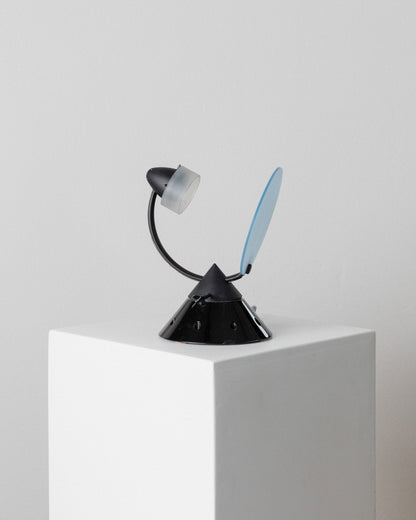 Vintage Tischlampe Sestante von Lamperti für Memphis Design Italy blau schwarz