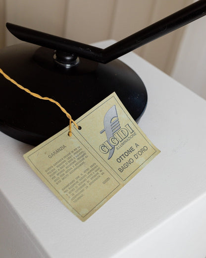 Vintage Tischlampe von Gigidi für Gigidi Iluminazione schwarz goldfarben Metall