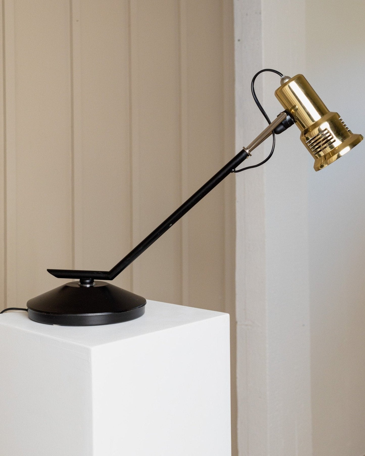 Vintage Tischlampe von Gigidi für Gigidi Iluminazione schwarz goldfarben Metall